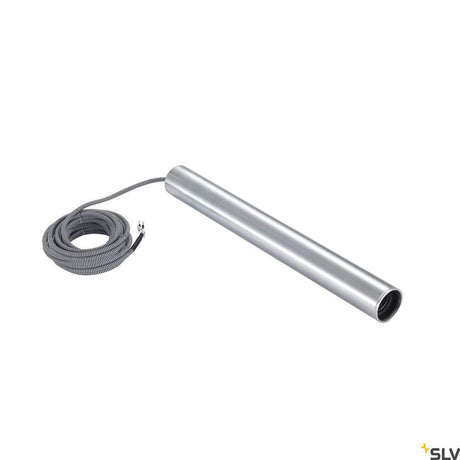 Fitu Ii pendant lamp E27 Alu 5m, silver pendant light with cable, modern design for interiors.