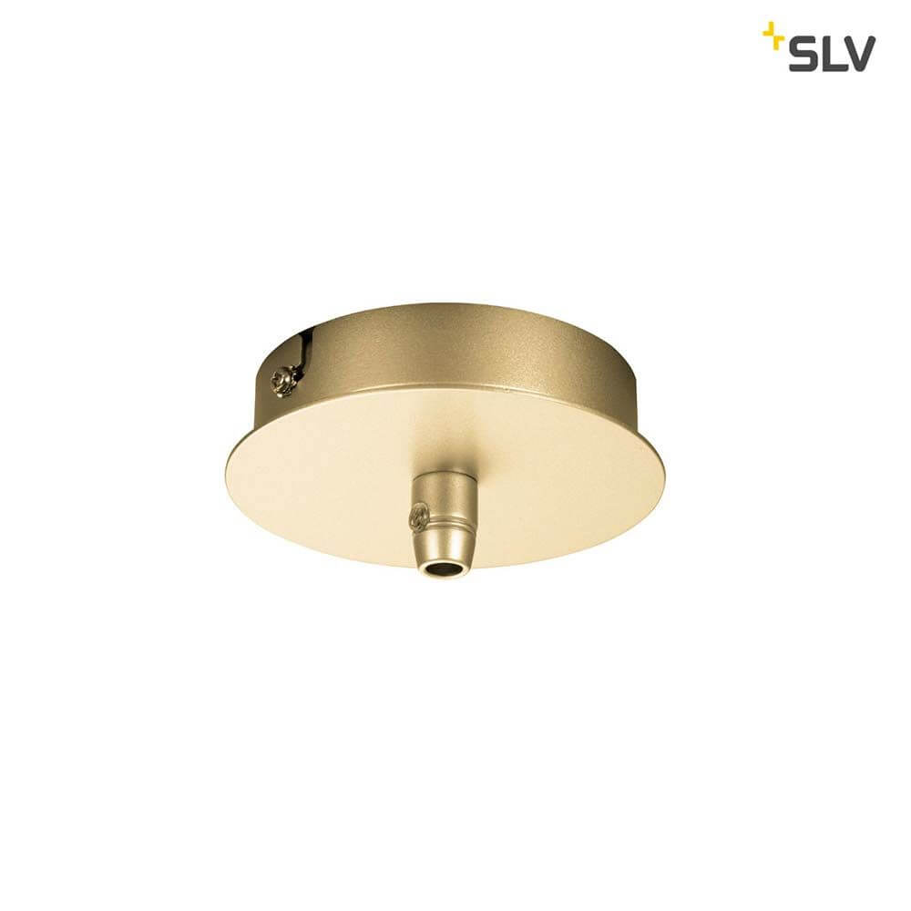 Fitu Rosette Soft Gold runde Deckenrosette mit E27 Ausgang und Zugentlastung, soft gold Finish