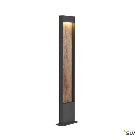 Flatt Pole 100 Fl 3000K Anthrazit, Braun: moderne Außen-Pollerleuchte in Anthrazit und Braun mit warmweißem Licht