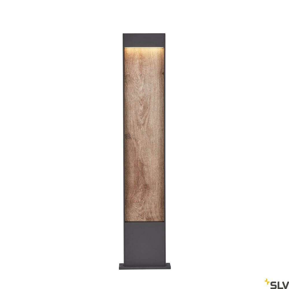Flatt Pole 100 Fl 3000K Anthrazit, Braun - elegante Stehlampe mit Holzoptik für modernes Wohnen.