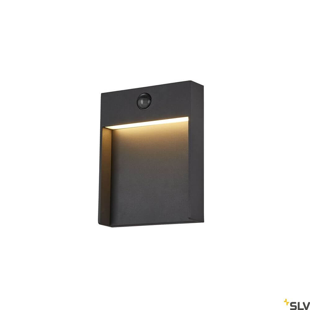 Flatt Sensor Wandlampe 3000K IP65 Anthrazit mit Sensor und warmem Licht in modernem Design.