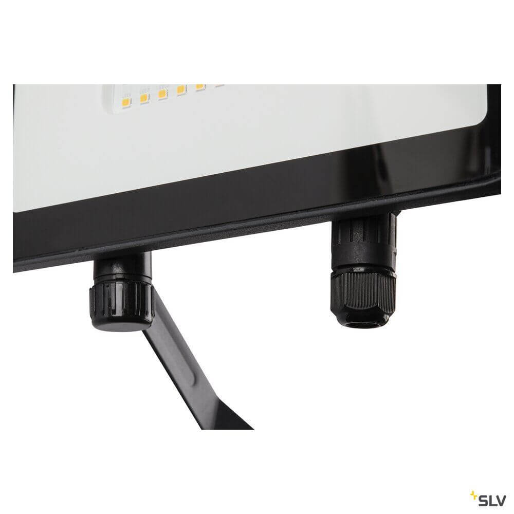 Detailansicht der Floodi LED Wand- & Deckenaufbauleuchte Anthrazit IP65 mit Anschlussmöglichkeiten.