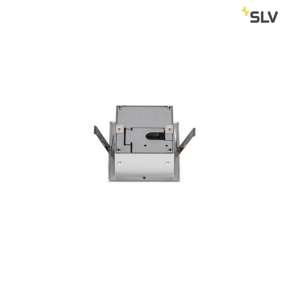 Einbaugehäuse für FRAME LED Wandeinbauleuchte, silberne Metallkonstruktion, kompatibel mit 230V Netzspannung.