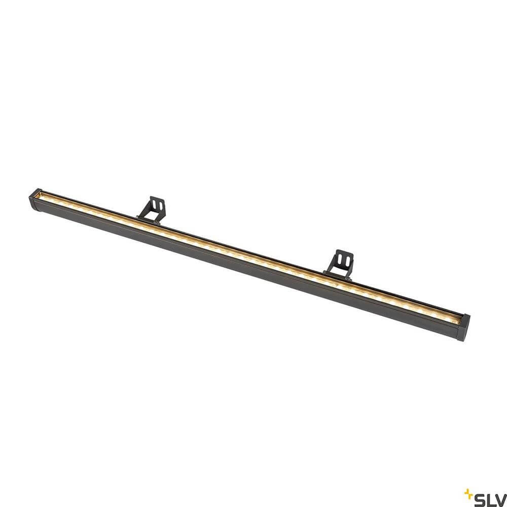 Galen LED Profil Outdoor in Schwarz mit warmem Licht, ideal für Displays und Schilder, einfach zu montieren.