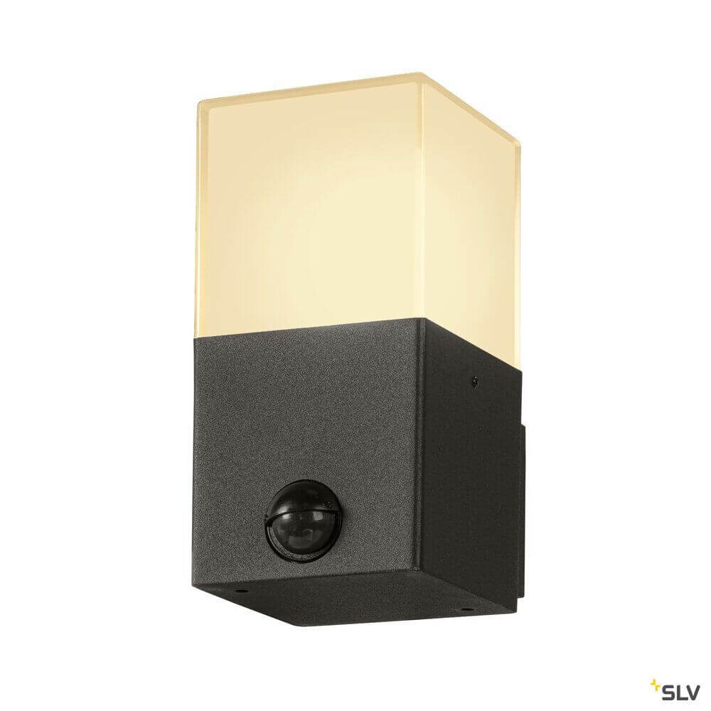 Grafit Square Aupen Wandleuchte mit Sensor Anthrazit in grafitfarbenem Design für Außenbereiche