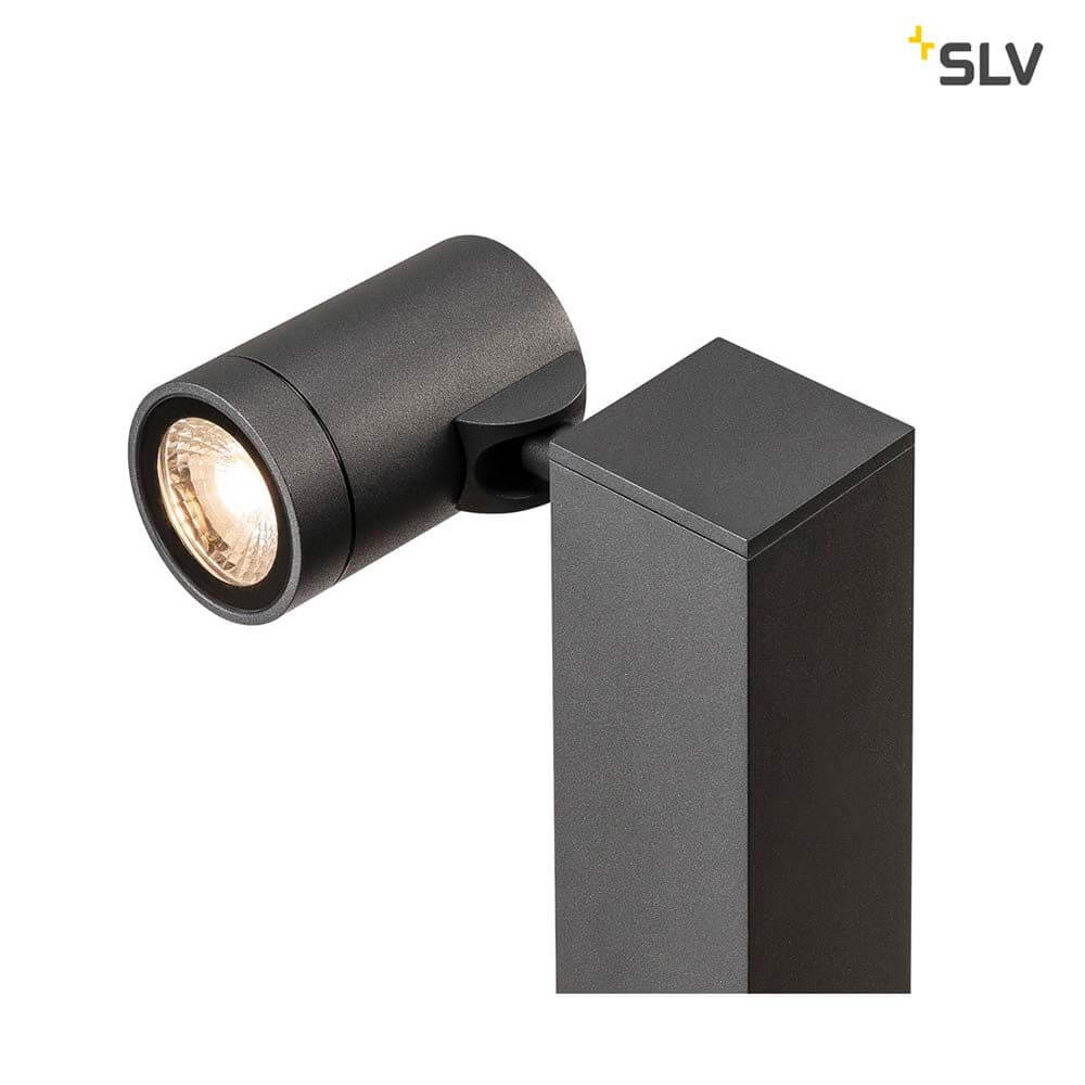Helia Single Pole LED Außen-Stehleuchte Anthrazit IP55 mit dimmbarem LED-Leuchtenkopf in Aluminium.