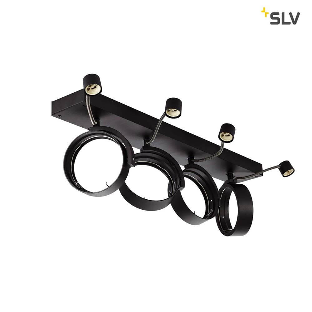 Kalu Aufbauleuchte Quad QPAR111 Schwarz mit dimmbaren Leuchtenköpfen und modernem Design.