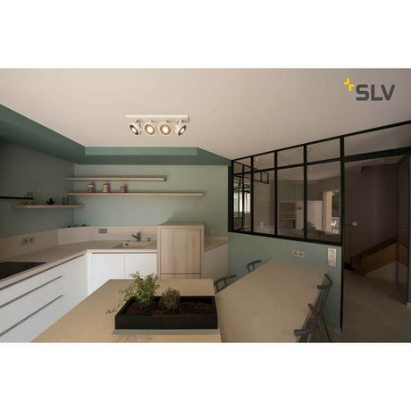 Kalu Aufbauleuchte Quad QPAR111 Weiß, moderne weiße Deckenleuchte für Küche mit vier schwenkbaren Spots