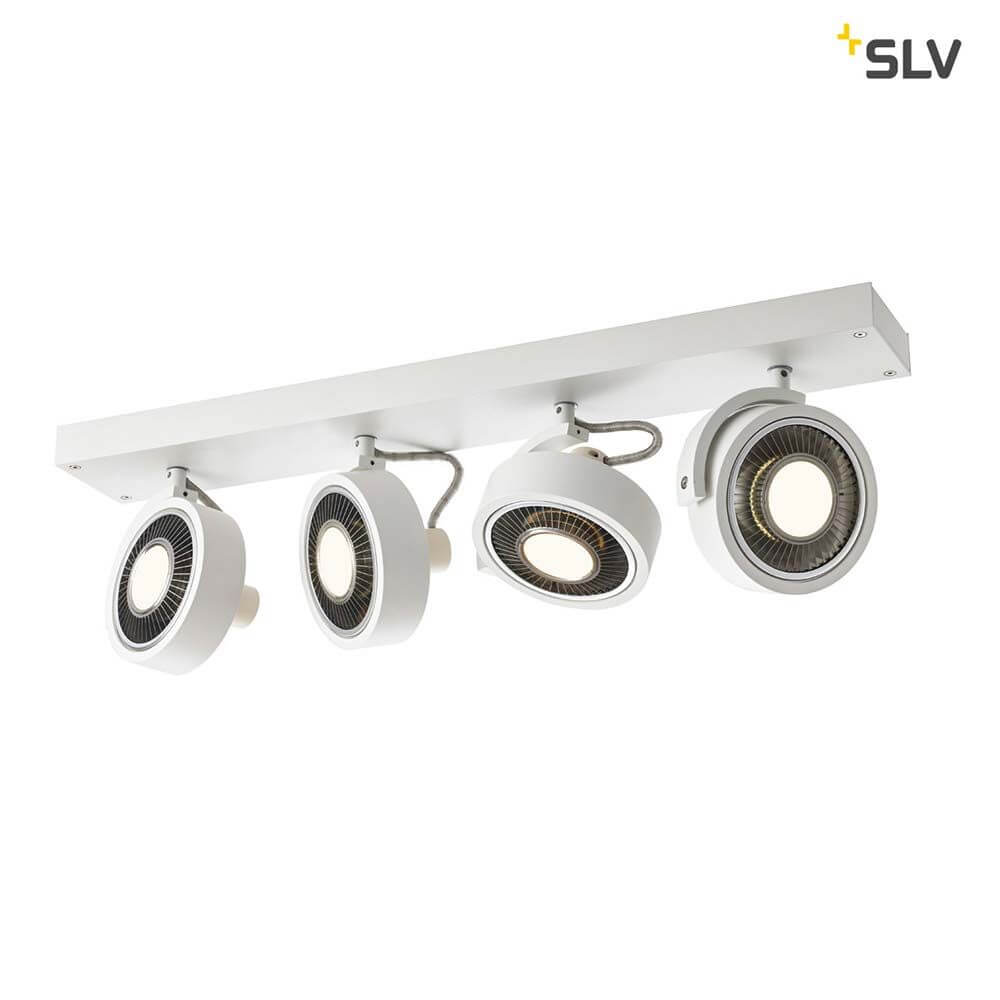 Kalu Aufbauleuchte Quad QPAR111 Weiß mit modernem Design und dimmbaren Leuchtenköpfen.