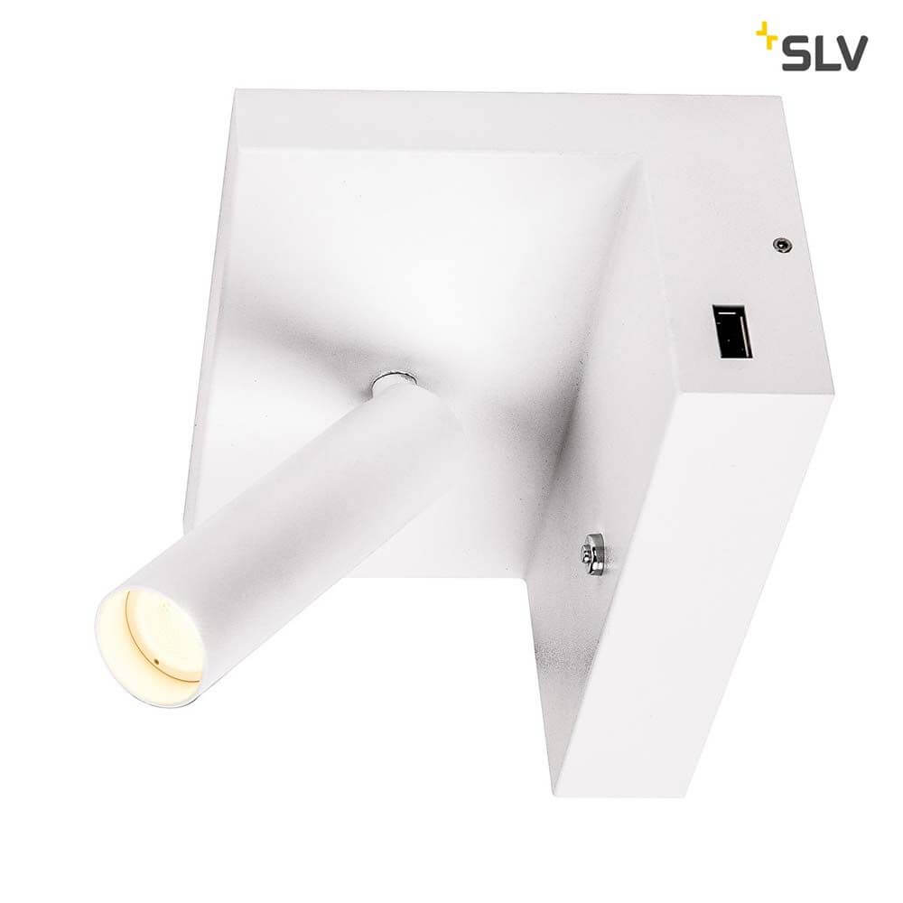 Karpo Bedside LED Wandaufbauleuchte Weiß mit drehbarem Spot und USB-Anschluss in Weiß