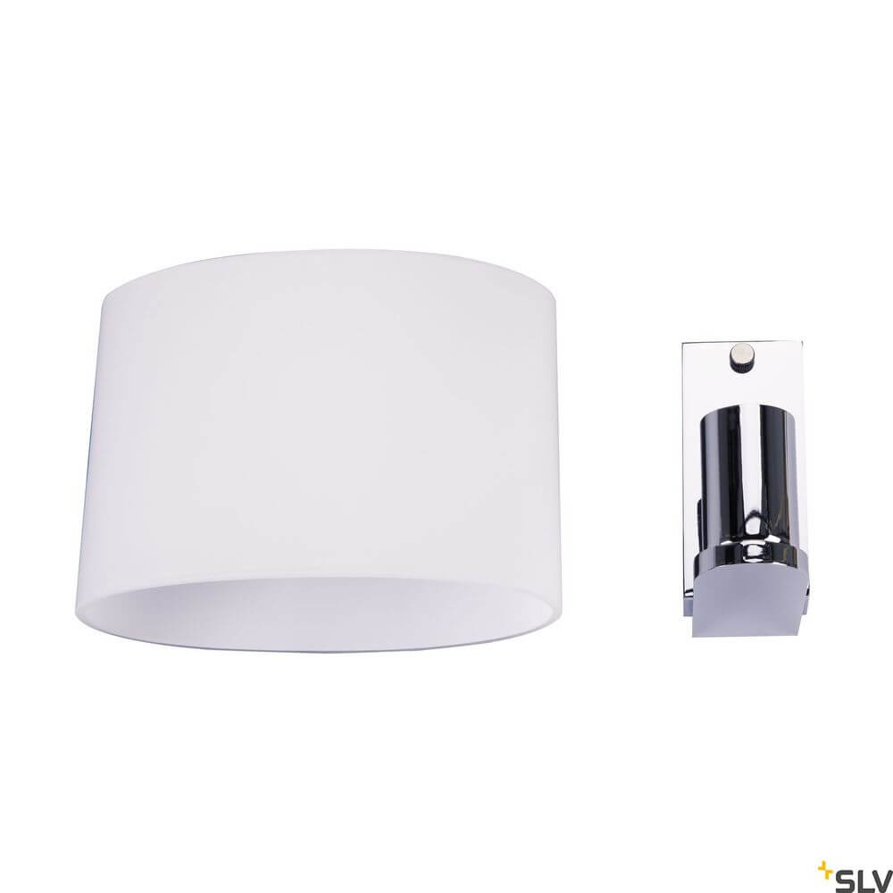 Kenkua Wandlampe E27 Chrom an der Wand montiert, elegantes Design mit chromfarbener Halterung.