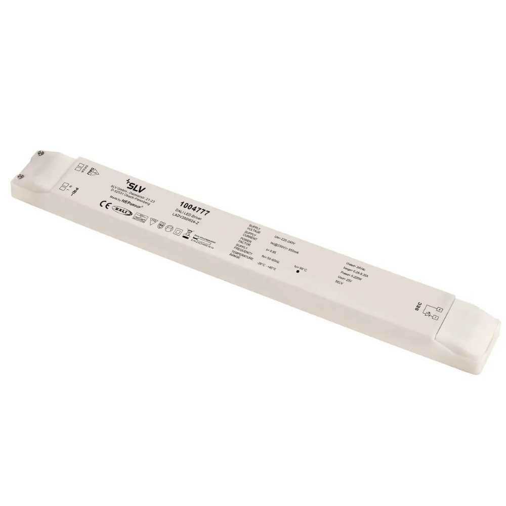 LED Netzteil 200W 24V, weißes Gehäuse mit technischer Kennzeichnung und Anschlussmöglichkeiten.