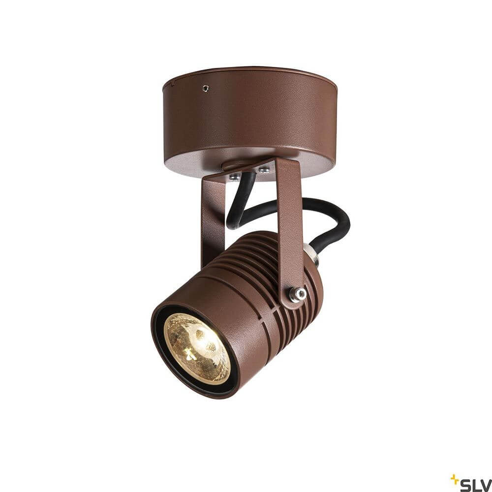 LED Spot Outdoor LED Wandaufbauleuchte IP55 in braunem Design, ideal für Akzentuierung im Außenbereich.