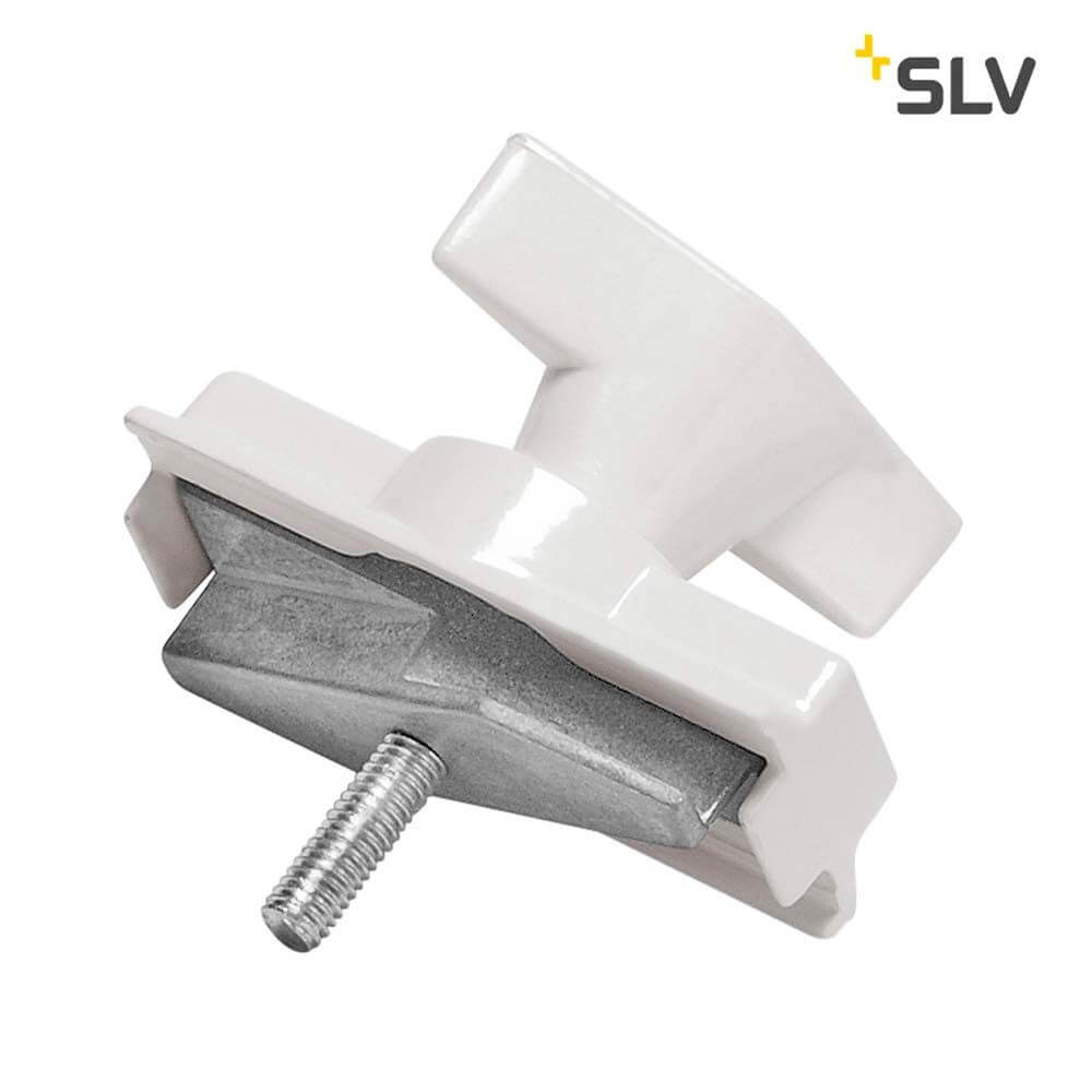 Leuchtenadapter Mechanisch für S-Track 3P.-Schiene Weiß – Adapter für 3Phasen Hochvolt-Schienen-System in Weiß.