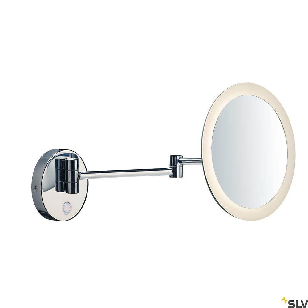 Maganda LED Badlampe mit Schminkspiegel in Chrom, 3-fach Vergrößerung und CCT Wechsel.