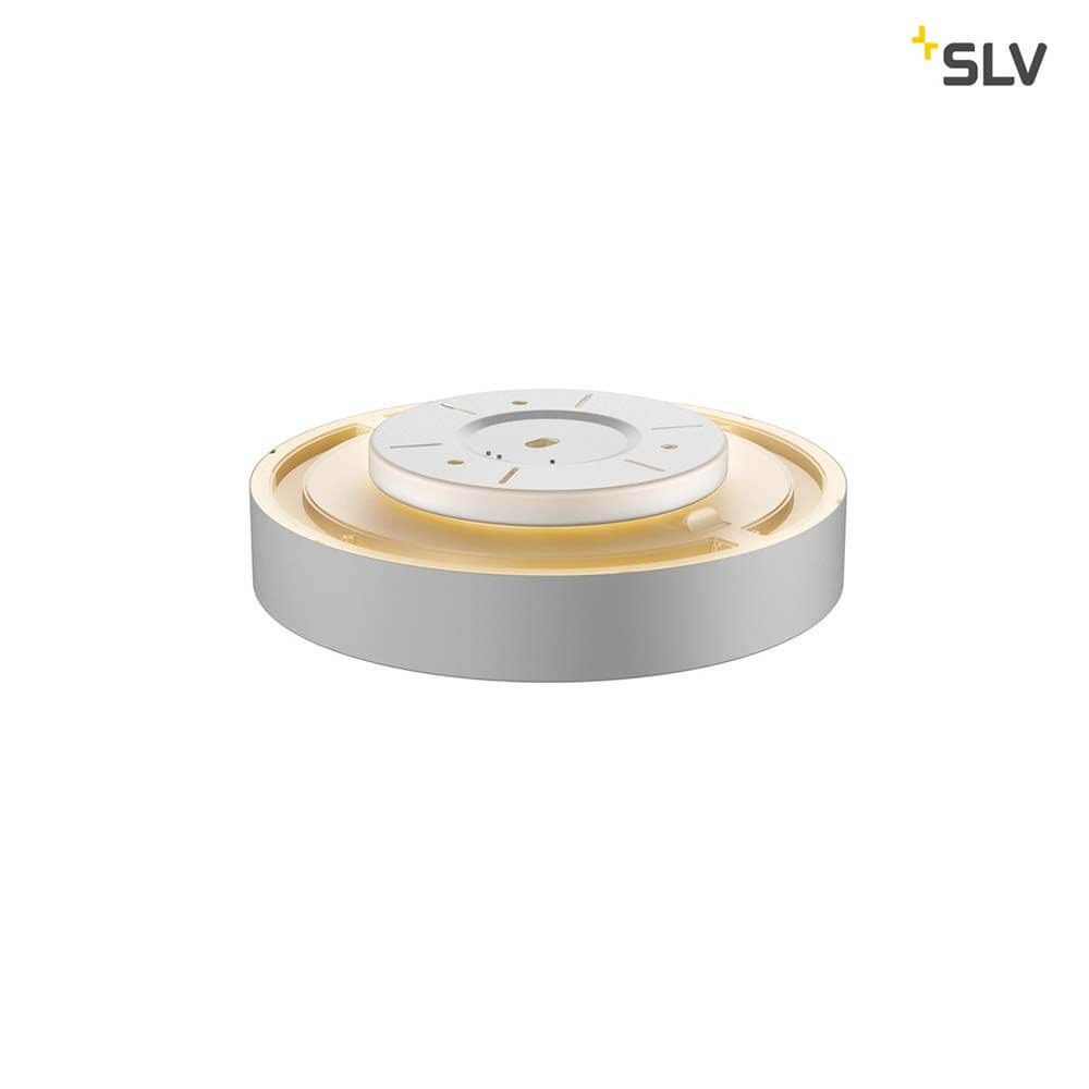 Medo 40 Corona LED Aufbauleuchte Dali Silbergrau mit elegantem Design und koronalem Lichtauslass.