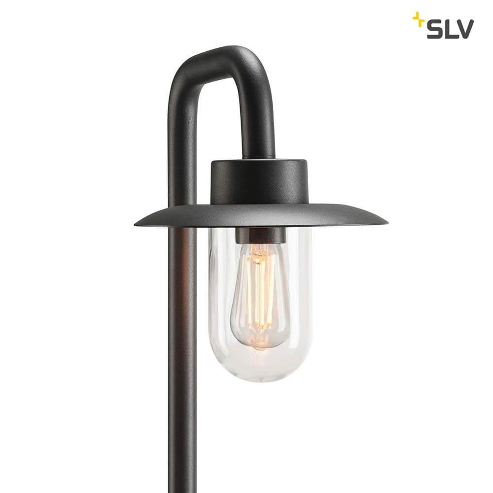 Molat Pole Außen-Stehleuchte IP44 E27 Anthrazit Max. 60W mit stilvollem Lampenschirm und Glasabdeckung.