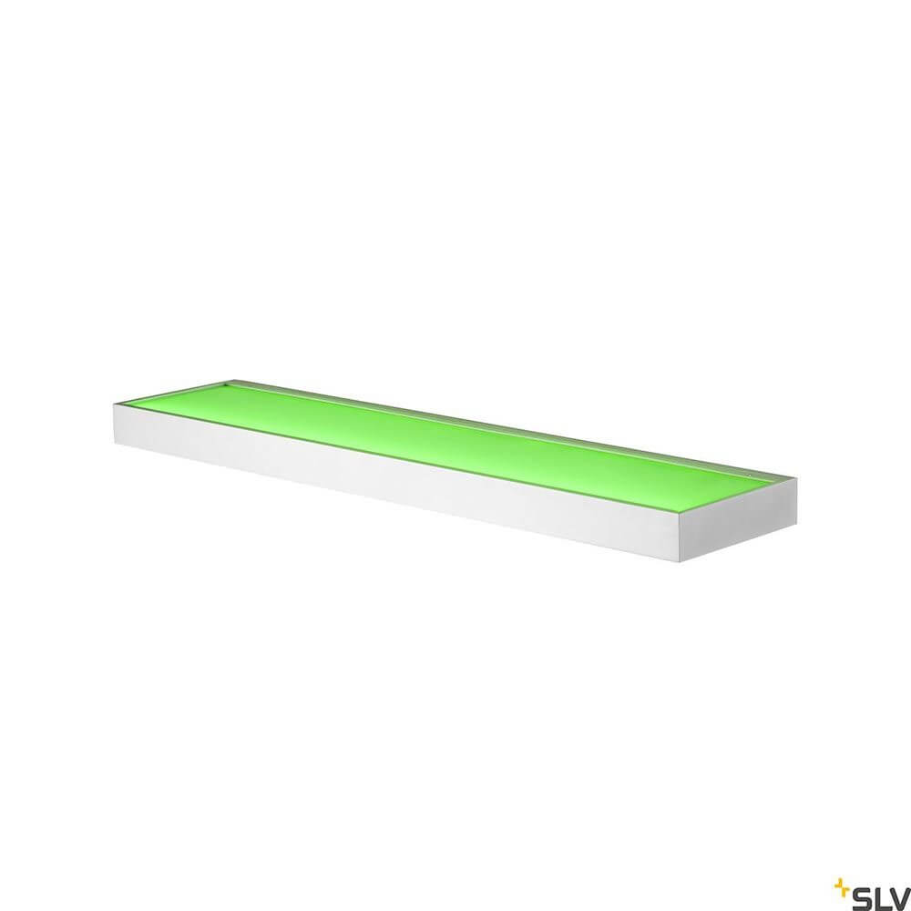 New Flat LED Wandaufbauleuchte 90cm RGBW in grünem Licht, ideal für moderne Innenräume.