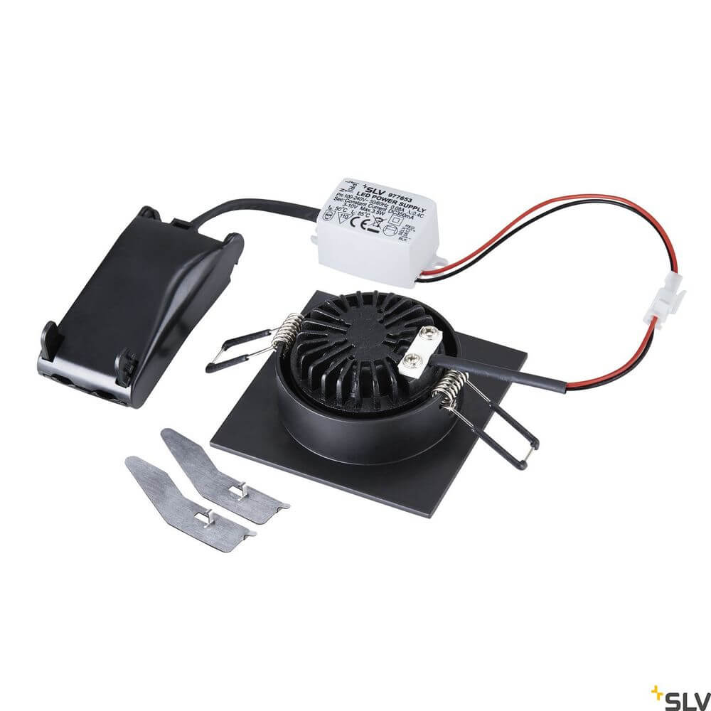 New Tria 68 I Cs Deckenleuchte Schwarz Eckig 2700K - Komponenten für Deckenleuchte, inklusive Kühlkörper und Treiber.