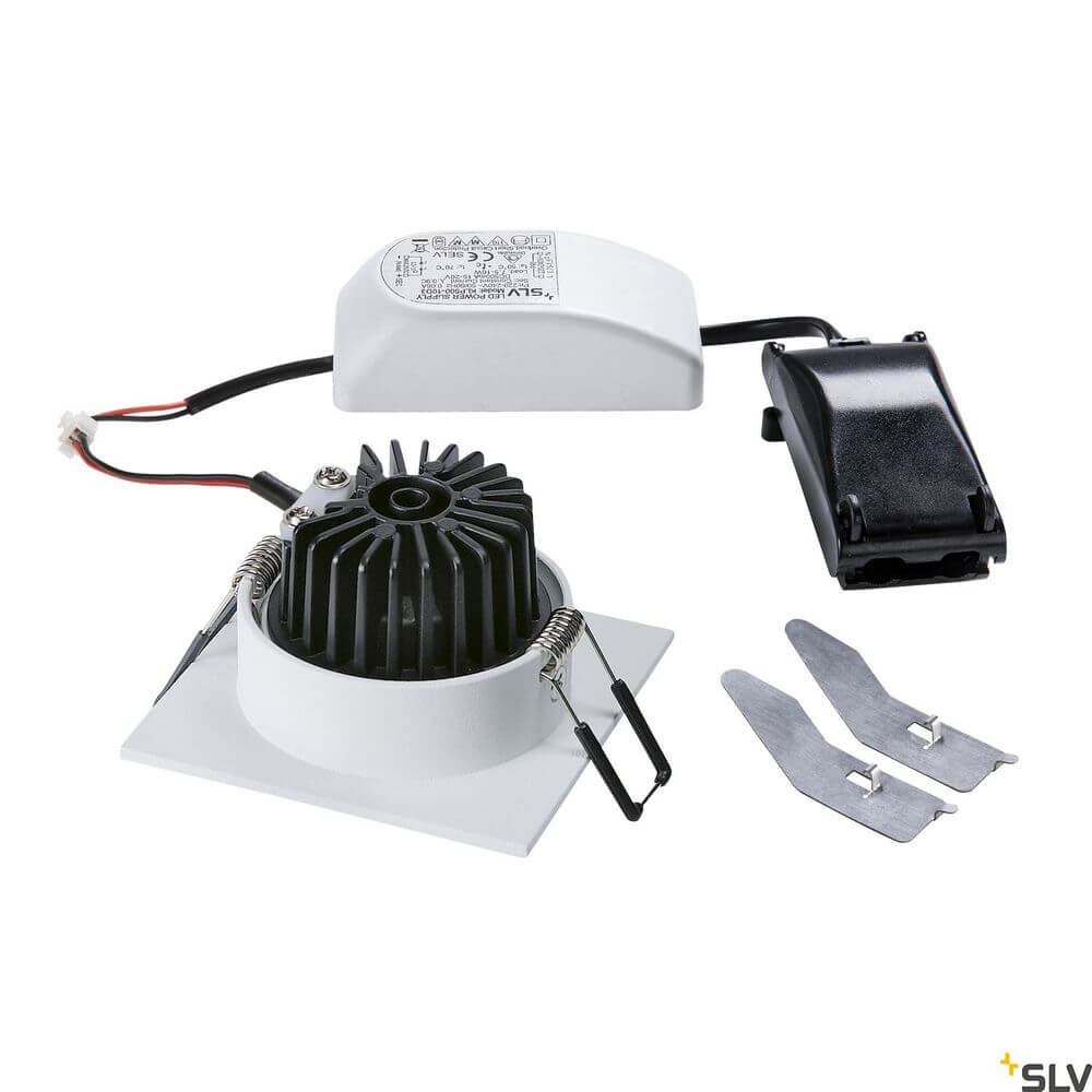 New Tria 68 Einbaustrahler Weiß 2700K, Eckig mit Kühlkörper und Zubehör.