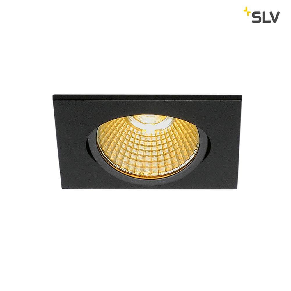 New Tria Eckig LED Einbauleuchte Schwarz 1800-3000K mit dimmbarem Licht und schwenkbarem Design.