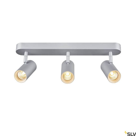 Noblo III 2700K Grey ceiling light with three adjustable spots in grey.