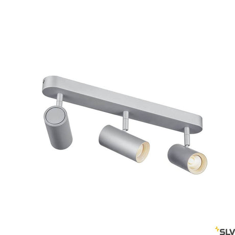Noblo III 2700K Grey ceiling lamp with three swiveling lights in silver