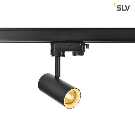 Noblo LED Spot Schwarz inkl. 3P.-Adapter an einem Hochvolt-Schienen-System für moderne Lichtkonzepte.