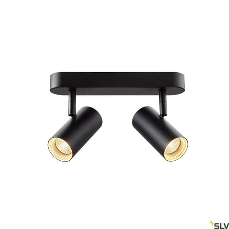 Projecteur Noblo LED 2700K Noir avec deux spots orientables dans un design noir moderne.