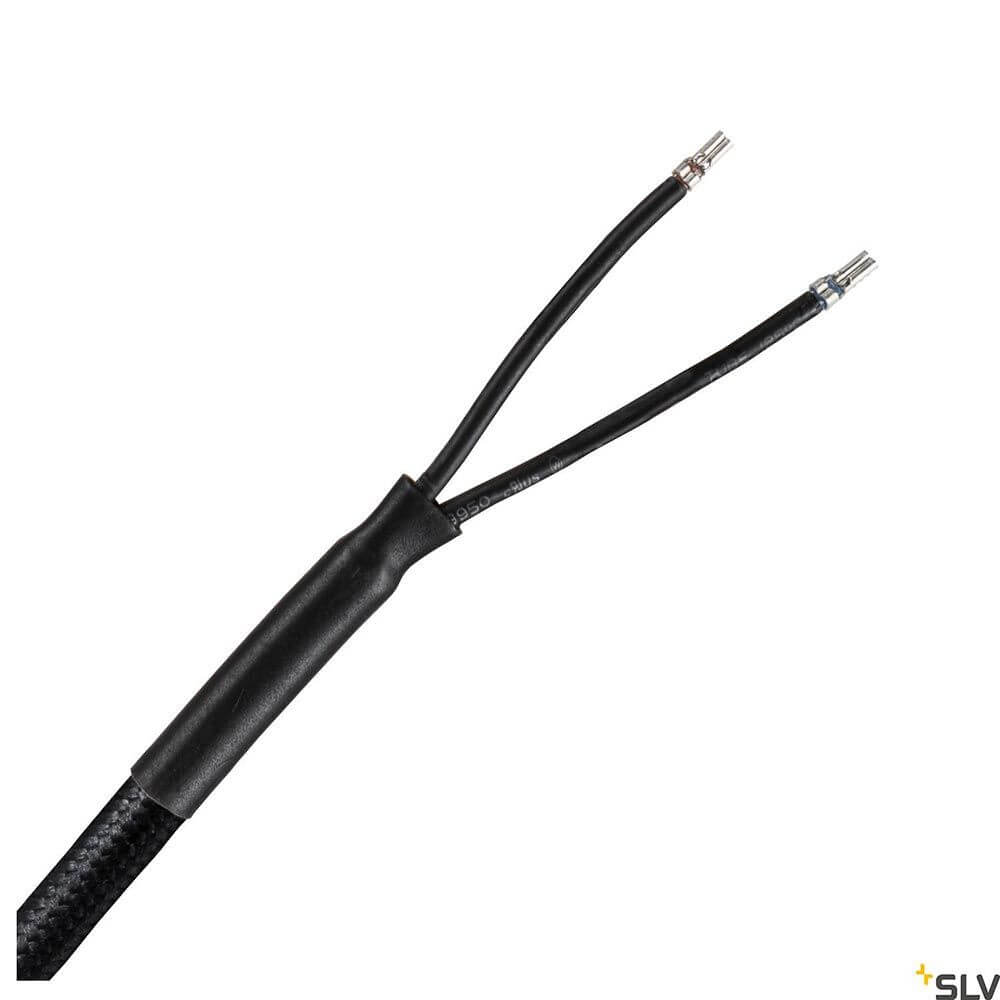 Oculus LED Pendelleuchte Single Dim-To-Warm Kabelansicht mit zwei Anschlussdrähten in Schwarz.