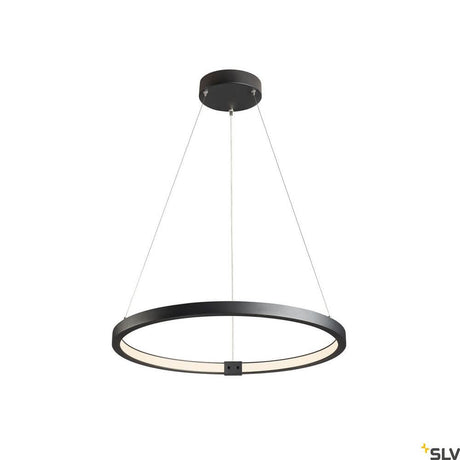 Suspension One 60 Dali 3000/4000K noire au-dessus d’un espace repas moderne.