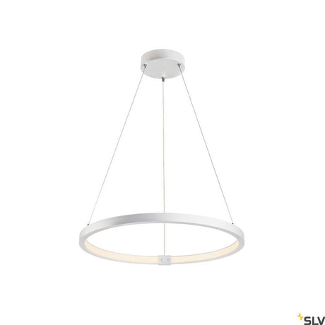 One 60 pendant light DALI 3000-4000K white in a modern design, with a white ring and decorative light.