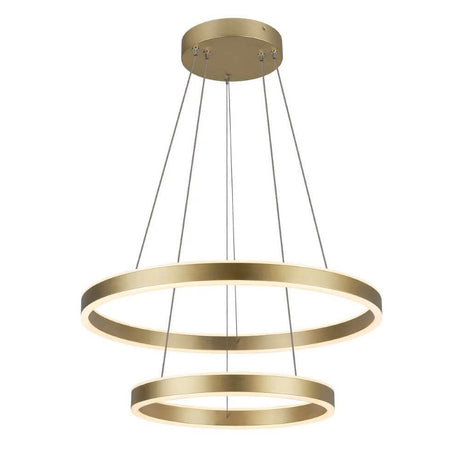 One LED Pendelleuchte Double Phase Up&Down in Messing, moderne LED-Pendelleuchte mit Doppelring-Design