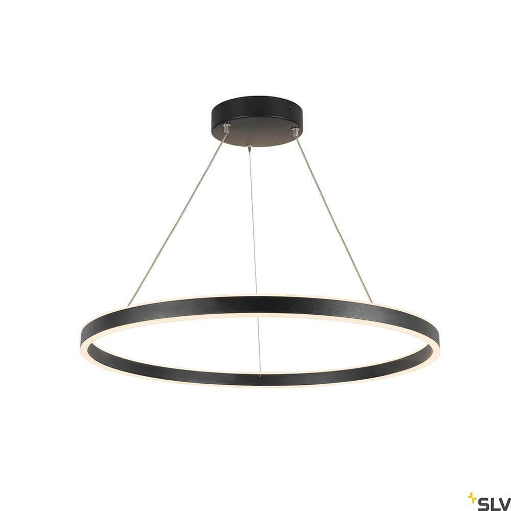 One LED Pendelleuchte Up&Down Dali in modernem Design mit schwarz integriertem Lichtkranz.