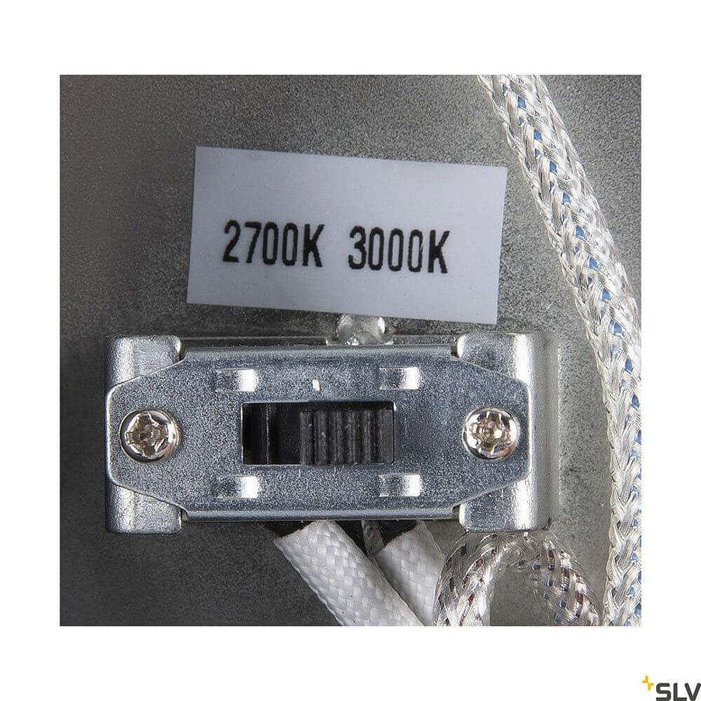 Detailansicht der One LED Pendelleuchte Up&Down Phase mit Einstellmöglichkeit für Lichttemperatur 2700K und 3000K.