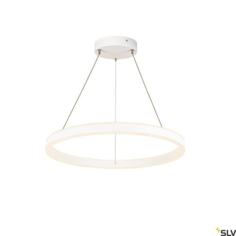 One LED Pendelleuchte Up&Down Phase weiße SLV Pendelleuchte mit modernem Ringdesign für Gastronomie, Hotel und Wohnräume