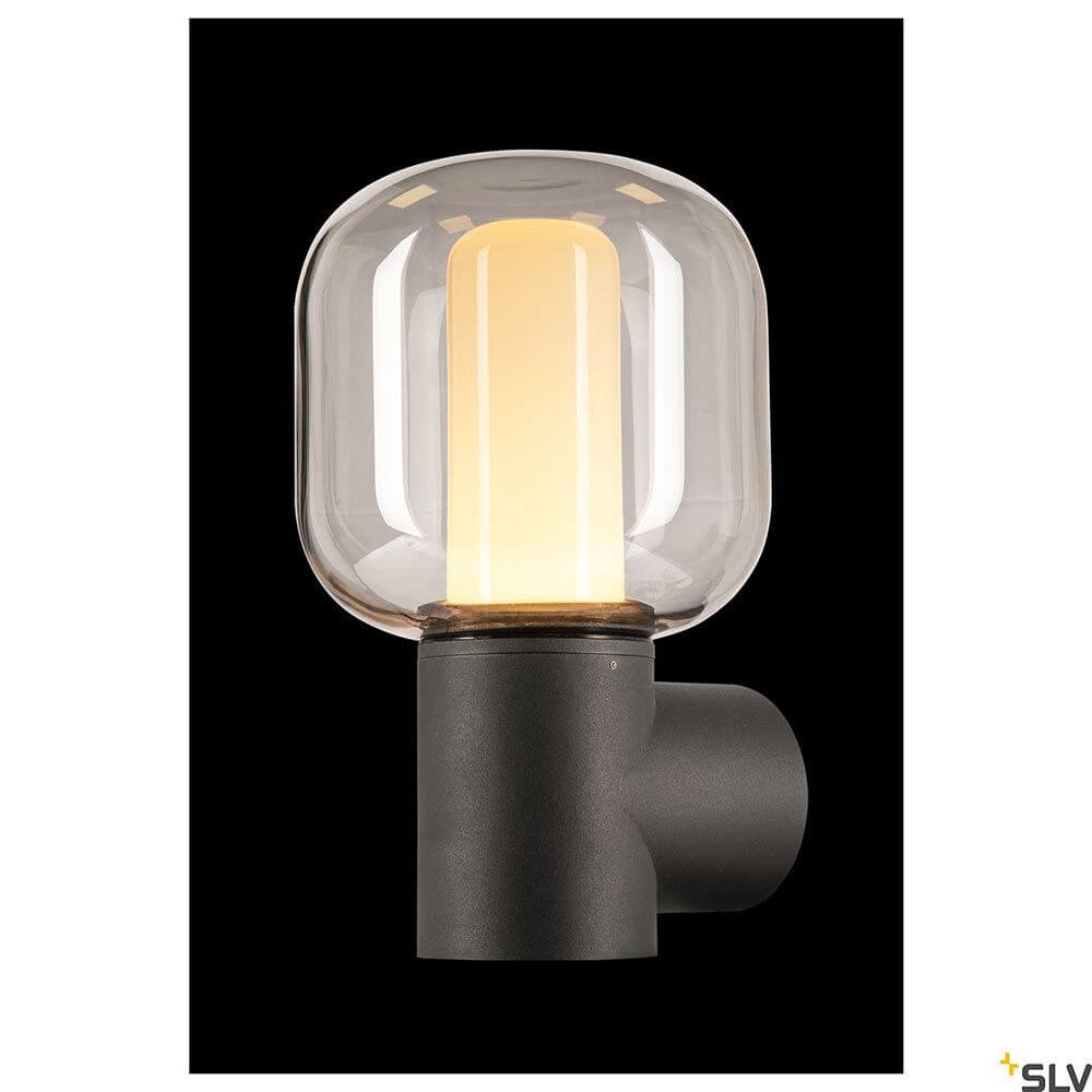 Ovalisk Outdoor LED Wandlampe in Anthrazit mit echtem Glas und modernem Design für Außenbereiche.