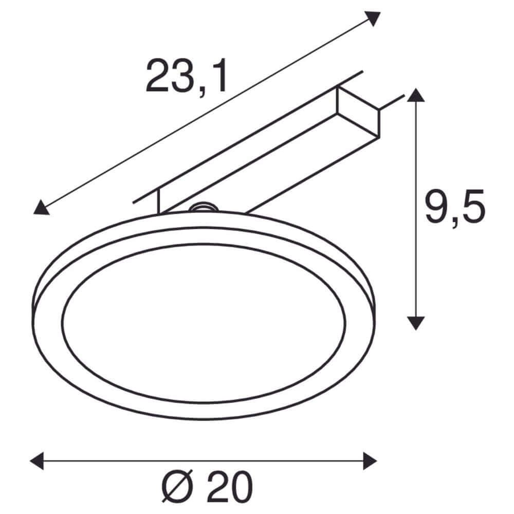 Panel LED Spot Schwarz Track Round Ø 20cm 1-Phasen