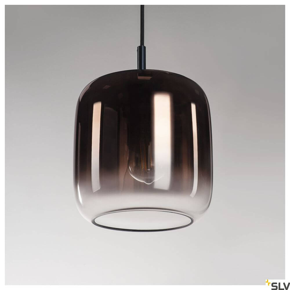 Pantilo 20 Pendellampe E27 Kupfer mit modernem, rauchigem Glasdesign für stilvolle Beleuchtung.
