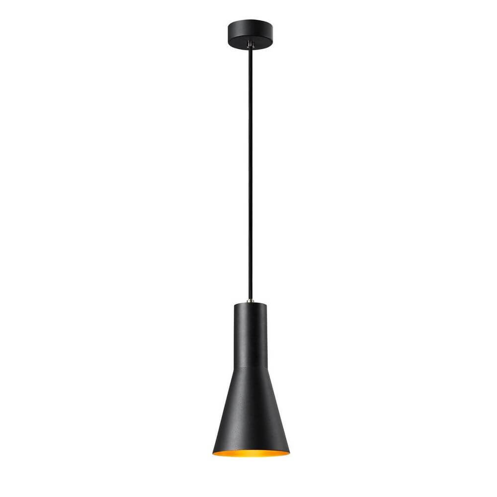Phelia 130 E27 Pendellampe Schwarz, Gold elegante Pendelleuchte mit schwarz-goldenem Design.