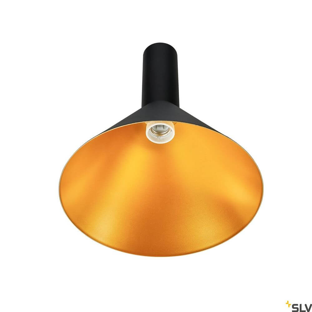 Phelia 275 E27 Pendellampe Schwarz, Gold mit elegantem design und goldfarbener Innenseite für stilvolle Beleuchtung.