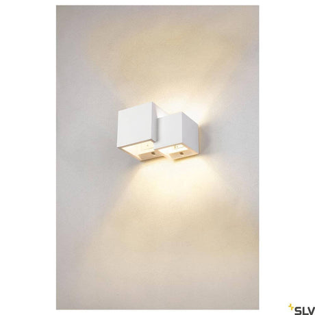 Plastra Cubes Wandleuchte Weiß, weiße Gipsleuchte für G9-Leuchtmittel, individuell bemalbar