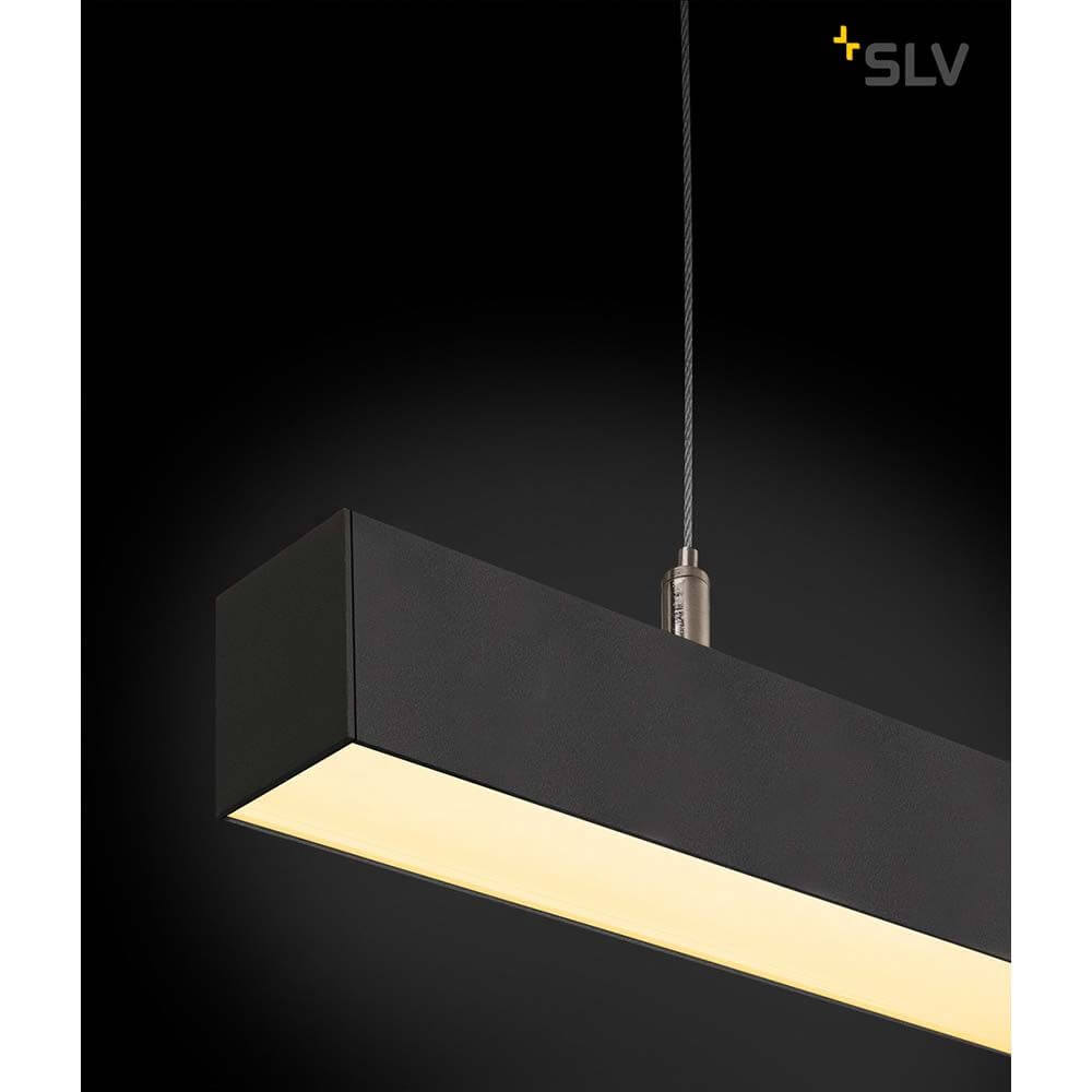 Q-Line Dali Pendelleuchte in Schwarz, dimmbar mit warmweißen LEDs und blendfreiem Diffusor.