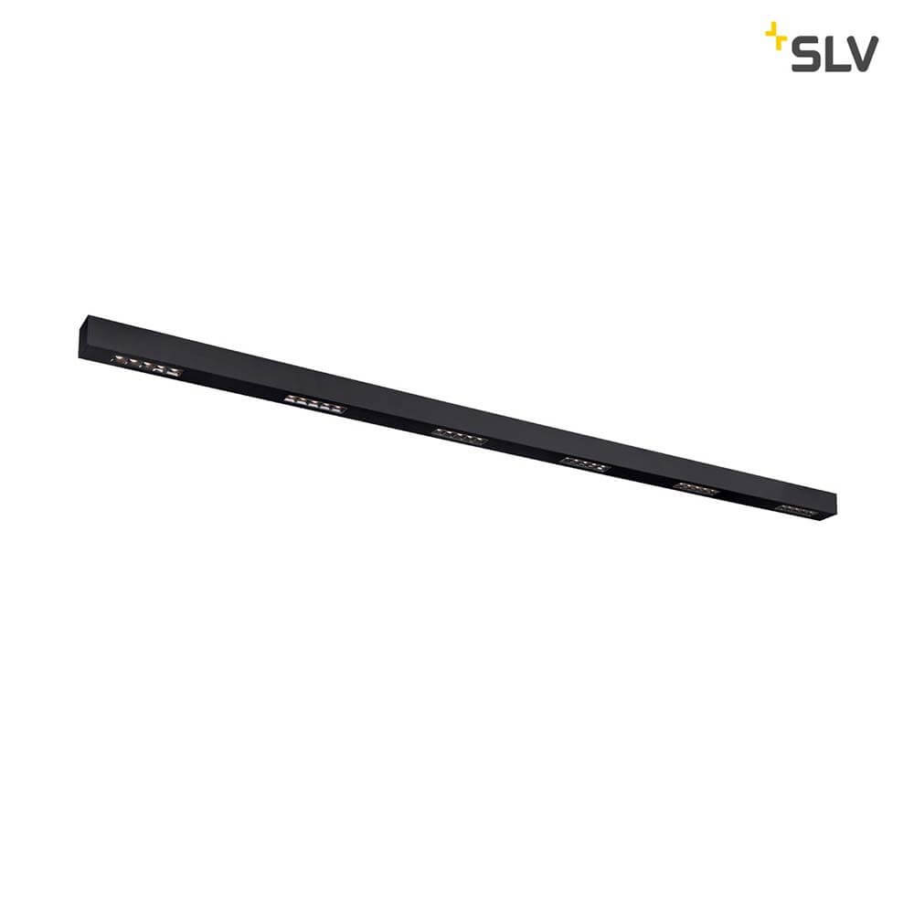Q-Line LED Deckenaufbauleuchte 2m Schwarz 3000K in modernem Design mit hoher Leuchtdichte.