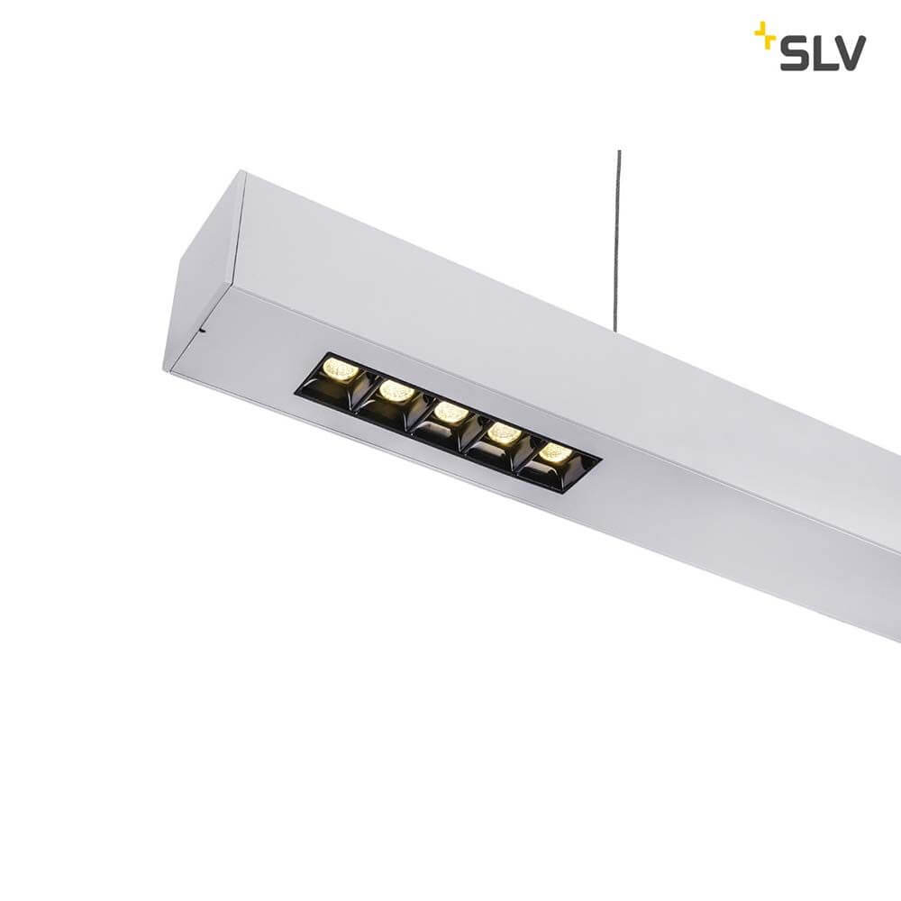 Q-Line LED Pendelleuchte 1m in Silber mit sechs dimmbaren LEDs für optimalen Lichtkomfort.