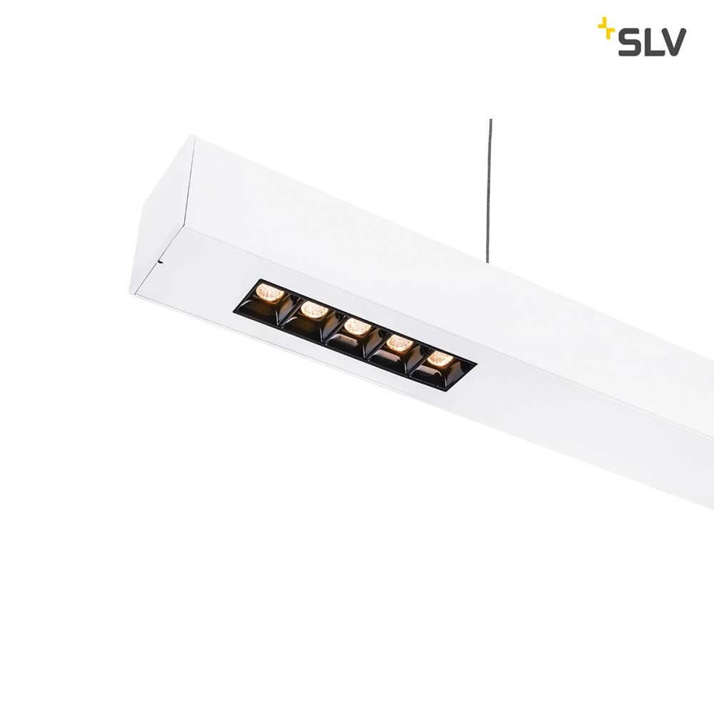 Q-Line LED Pendelleuchte 1m Weiß 3000K mit mehreren LED-Lampen und modernem Design.