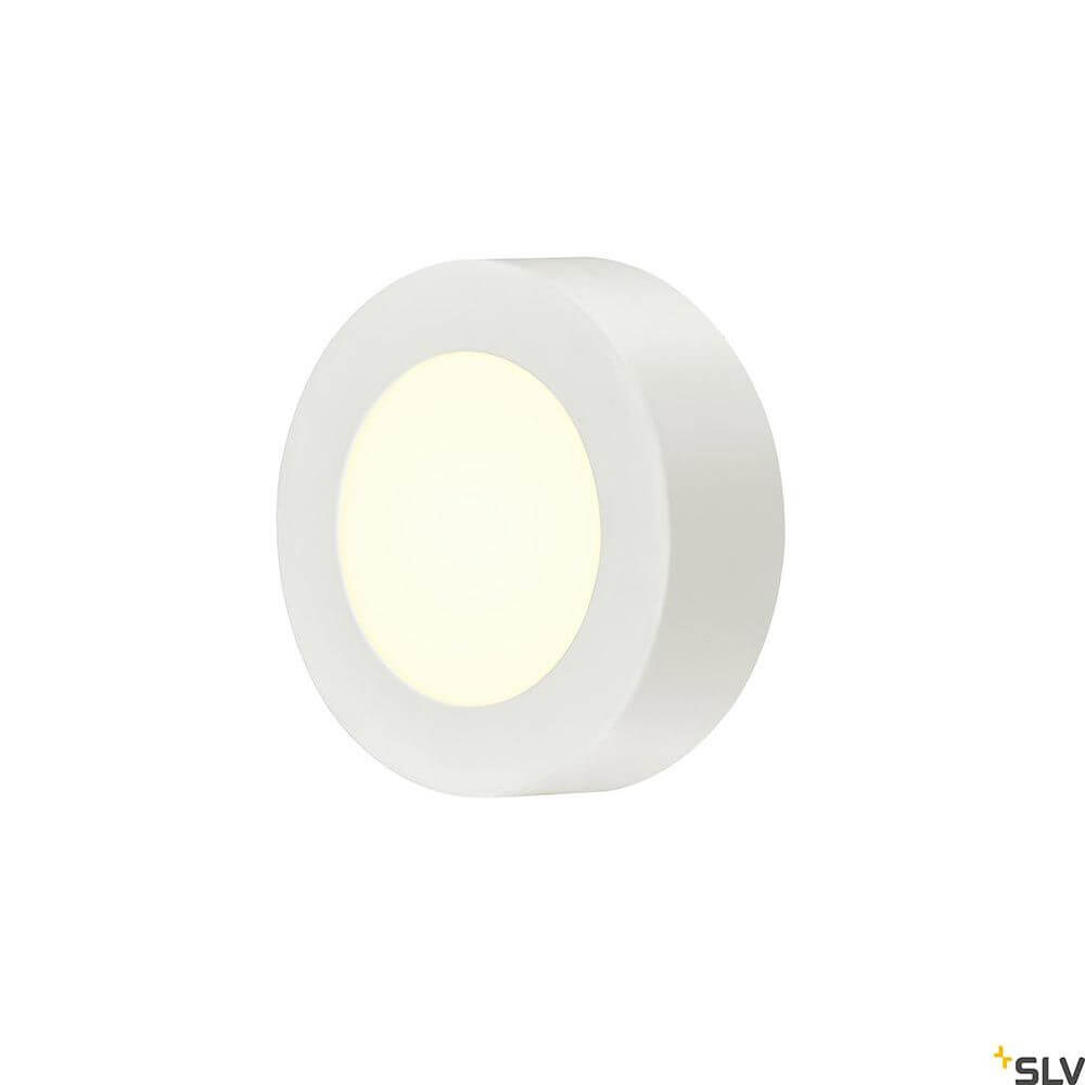 Senser LED Wand- & Deckenaufbauleuchte Weiß mit dimmbarem Licht und weißem Gehäuse.