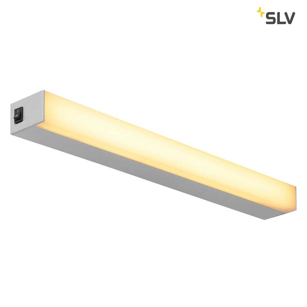 Sight LED Wand- & Deckenleuchte mit Schalter Silber in silbergrauem Design und integrierter LED.