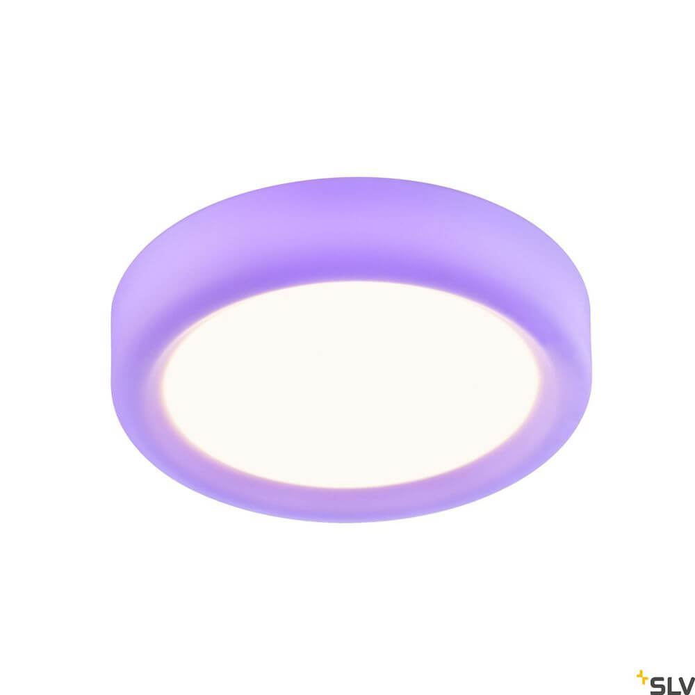 Valeto Malang Wand- & Deckenlampe RGBW 2700-6500K in lila mit weißem Licht.