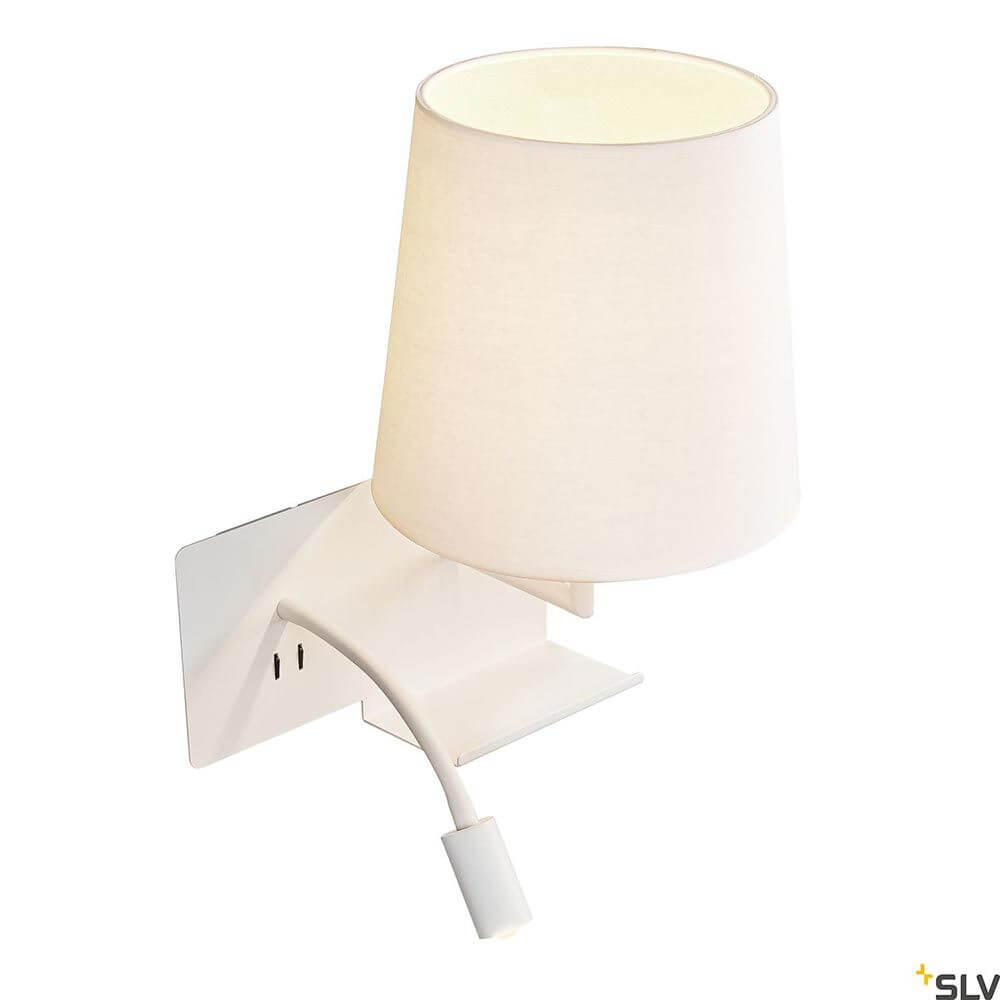 Somnila Flex LED Wandaufbauleuchte Weiß inkl. USB mit elegantem Design und flexiblem Lesearm.